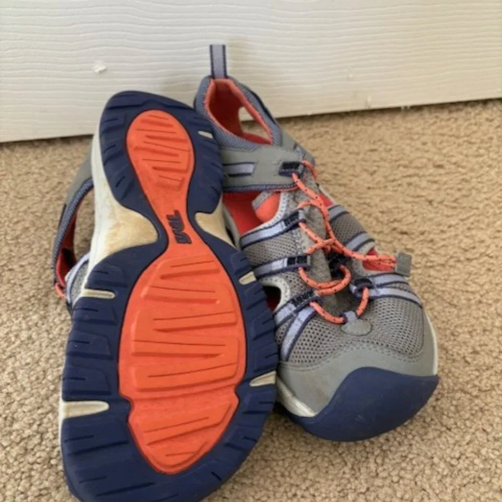 Teva Kids Gray and Coral Water Shoes